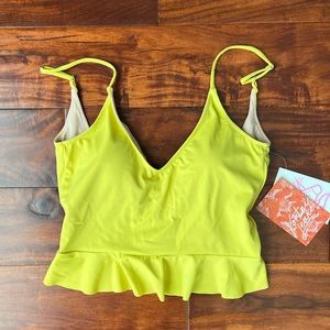 Kortni Jeane Scoop Back Swim Top in Lemon Lime